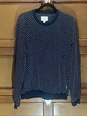 Peter Werth Navy Crewneck Sweatshirt with White Dots Sz L